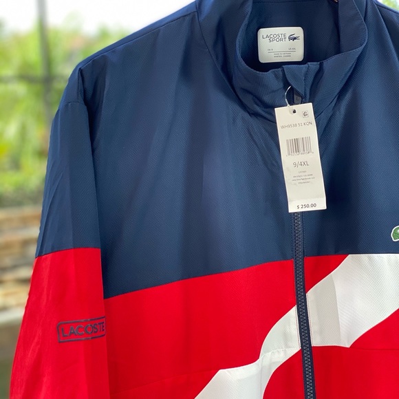 LACOSTE SPORT COLOR BANDS TAFFETA TENNIS TRACKSUIT - Picture 3 of 11